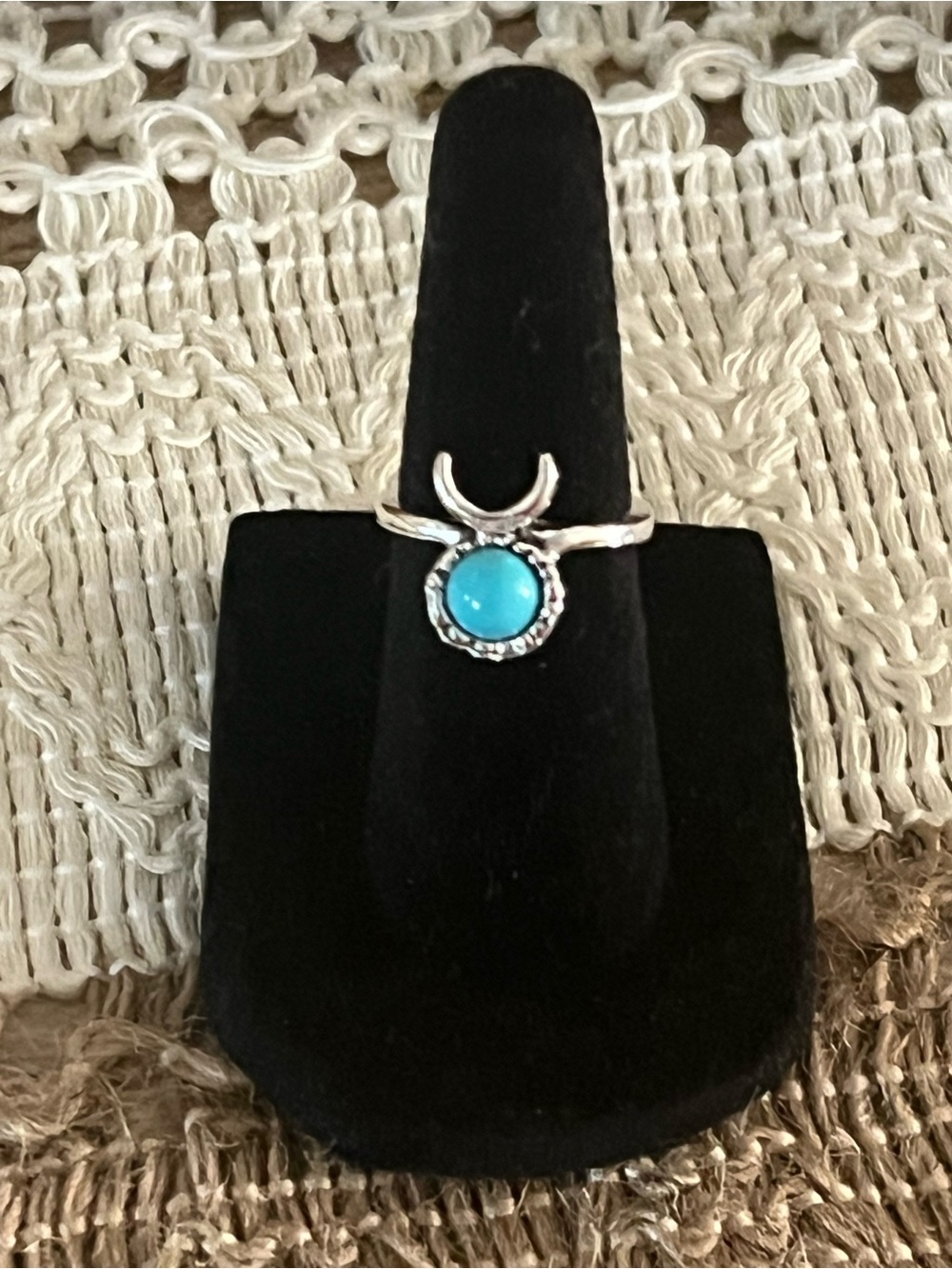 Fashion Turquoise Crescent Ring - Aqua Blue size 4. 30p1